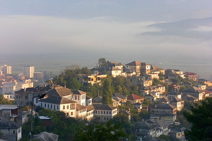 Gjirokastra at dawn (Photo: Robert Elsie, October 2012).
