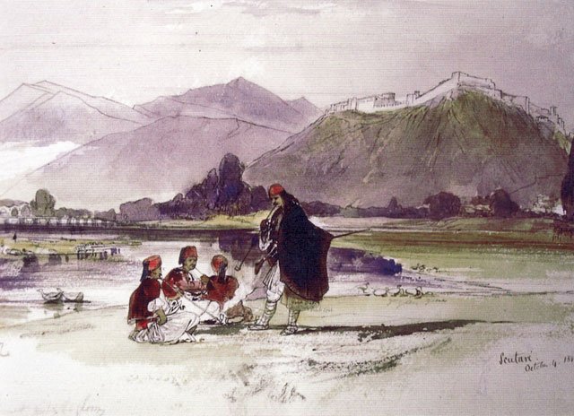 Edward Lear. View of the fortress of Shkodra (Scodra), October 1848.