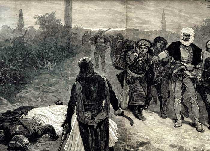 “Albanian Sketches: Retribution, the End of a Blood Feud,” lithograph by Caton Woodville, in The Illustrated London News, June 19, 1880