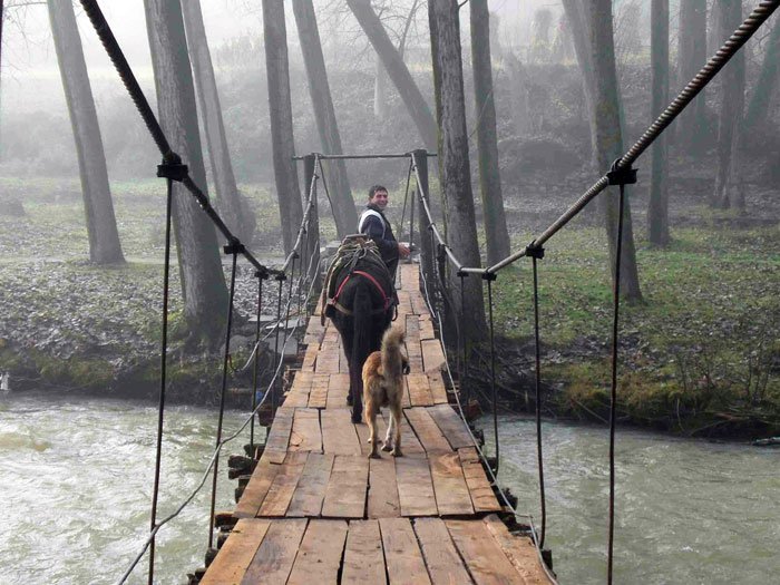 Footbridge at Muhurr in Dibra (Photo: Robert Elsie, December 2008).